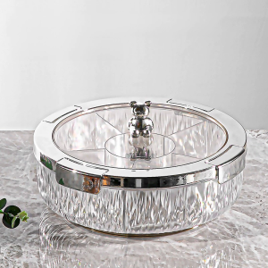 [SG STOCK]Household Sealed Rotating Snack Fruit Tray With Lid/ Clear Partitions/Easy To Use/Large Capacity Plate/360°