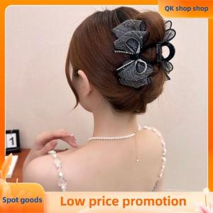 ✨QK shop✨ Elegant Mesh Bow Hair Clips Women Ponytail Claw Clip Sparkling Rhinestone Clips Hairpin Girls Headdress Hair Accessories Gifts