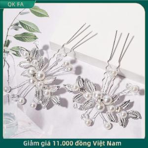 QK FA ✨ Cổ retro hoa lá tóc Clip ngọc trai pha lê hình chữ U kẹp tóc phong cách cổ xưa Hanfu phụ kiện hiệu suất đám cưới kẹp tóc nhỏ cô dâu mũ nón