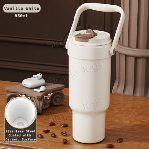 Ceramic Thermal Tumbler With Handle Water Bottle That Fits Most Cup Holder