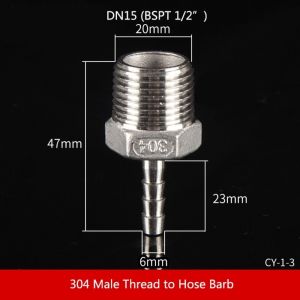 OKL9 1Pcs Connector Adapter Pipe Joint 304 Stainless Steel Male Thread Hose Connector 6mm To 12mm Pipe Fitting for PU PE Tube