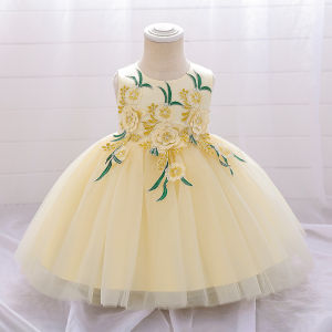 MQATZ Baby Girls Flower Dress For Wedding Princess 1st Birthday Christening Clothes Tulle Tutu Kids Luxury Evening Party Gown L2182XZ