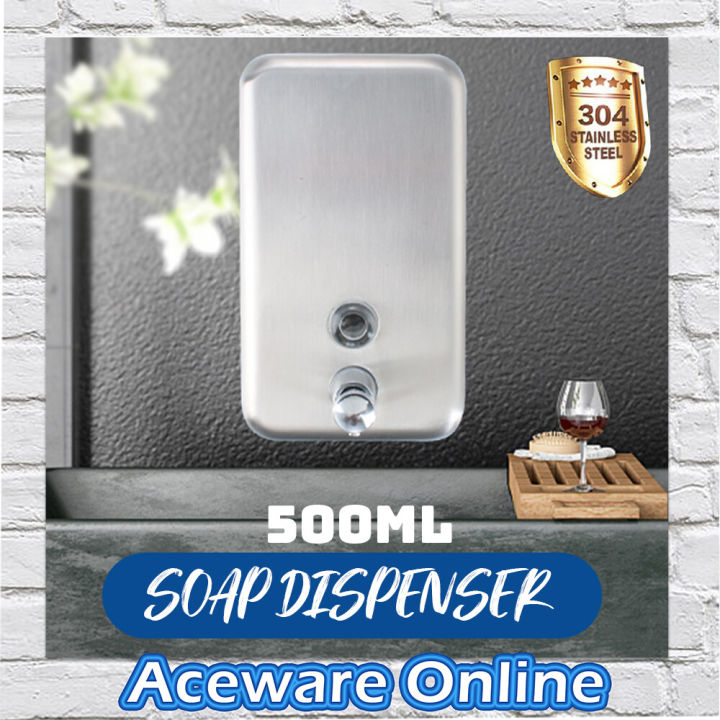 500ML 304 STAINLESS STEEL SOAP DISPENSER WALL MOUNT MANUAL HAND LIQUID