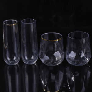 [Eqrbtl] แก้วแชมเปญพลาสติกขนาด9 12ออนซ์สำหรับงานเลี้ยงงานแต่งงานงานวันเกิด