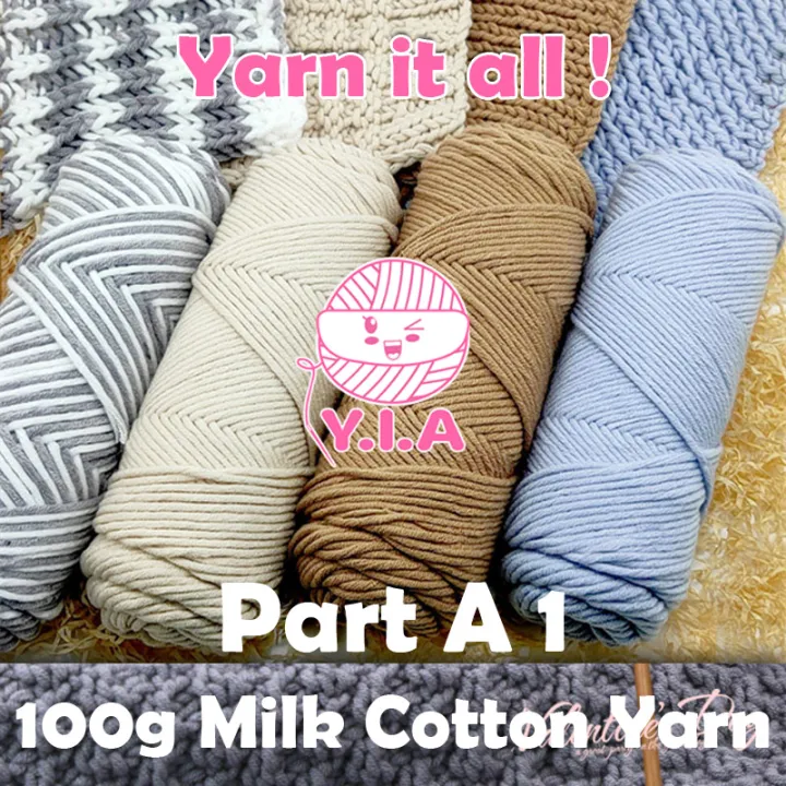 【YIA】 8 ply 100g Milk Cotton Yarn Wool Thread for Knitted Scarf Wool Handmade DIY Crochet Lover Lo A 1