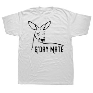 Australia Gday Mate Kangaroo Australian Cotton Streetwear T-Shirt Humor Tee Loose Fit Clothing for Men and Women Short Sleeve