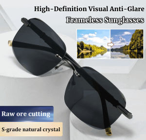 Crystal Sunglasses Frameless Design Stylish Crystal Stone Glasses UV Protection Eyewear