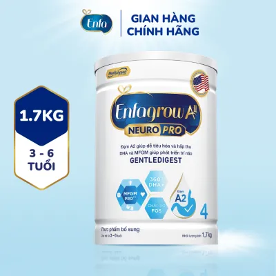 [Quà tặng không bán] Sữa bột Enfagrow A2 Neuropro 4 1.7kg giúp dễ tiêu hóa hấp thu dành cho trẻ 3-6 tuổi
