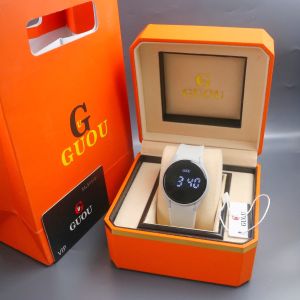 Paket Box Exclusive Big + Paper Bag / Jam Tangan Guou Original Led VA-675SUR / Jam Tangan Fashion Wanita Tali Rubber Diameter 4cm
