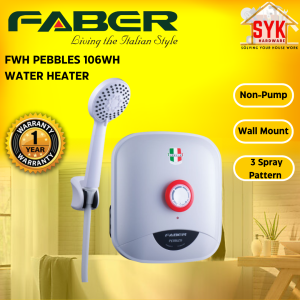 SYK Faber FWH PEBBLES 106WH Instant Water Heater Non Pump Electric Water Heater Pemanas Air Mandi Eletrik