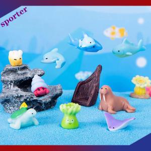 Sporter Bức tượng nhỏ đại dương đồ trang trí Nhựa sinh vật biển dễ thương bức tượng nhỏ hồ cá nhà máy tính để bàn vi cảnh quan trang trí