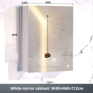 Aluminum Alloy Bathroom Mirror Cabinet Wall-mounted Bathroom Mirror with Backplane Waterproof Storage Small Apartment Mirror Box Toilet Mirror Cabinet Locker