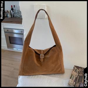 Women Faux Suede Lazy Aesthetic Vintage Underarm Bag Fashion Commute Handbag Retro Single Shoulder Bag for Travel School College Work