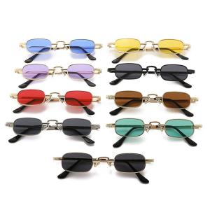 Vintage Travel Metal Frame UV400 Protection Shades Small Rectangle Sunglasses Punk Sun Glasses