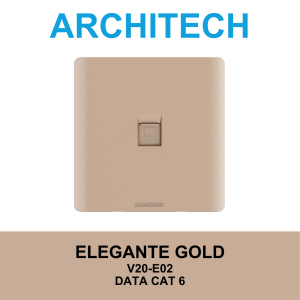 Architech Elegante Gold V20-E02 Stop Kontak/JACK/OUTLET Data Cat 6