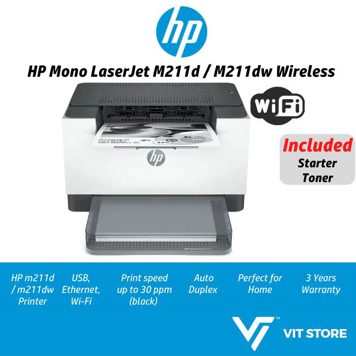 Hp Printer Mono Laserjet M211d Usb M211dw Wireless Print Duplex Black And White 3y Office 7254