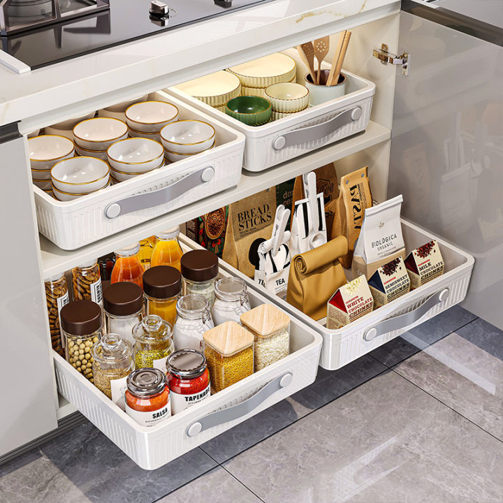 Kitchen Sliding Drawer With Slide Rail Cabinet Clothes Spice Dish Bowl ...