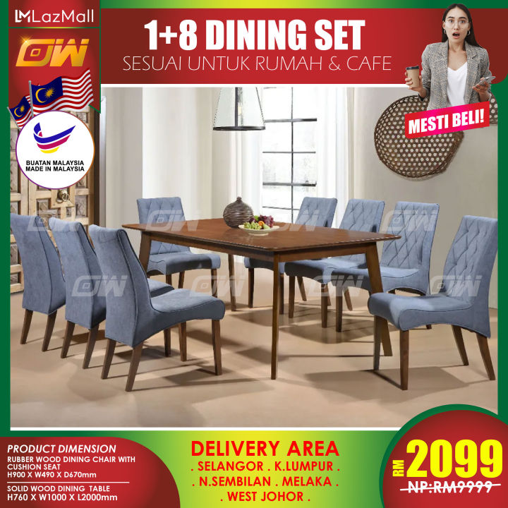 CT102D CC333 1+8 Seater Solid Wood Dining Set Kayu High Quality