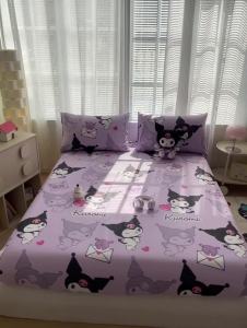 Dansunreve Bộ bọc nệm phim hoạt hình 3in1 đơn đôi cỡ Queen 100% cotton tấm Giường Công chúa chống trượt cho bé gái