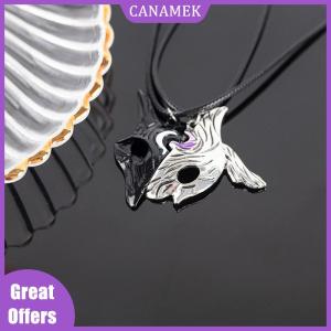 CANAMEK✨ 1Pair League Of Legends Style Sheep And Wolf Pendant Necklace Mysterious Splicing Pendant Jewelry Asymmetric Sheep Wolf Pendant Personalized Animal Mask Two Color Necklace Fashion Trend Jewelry Personality Creative Gift