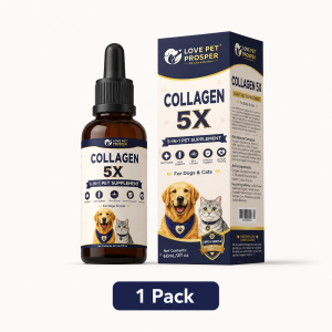 Collagen 5X Pet Supplement 60mL for Dogs & Cats 5-in-1 Daily Support Skin Coat Joint Wellness Care