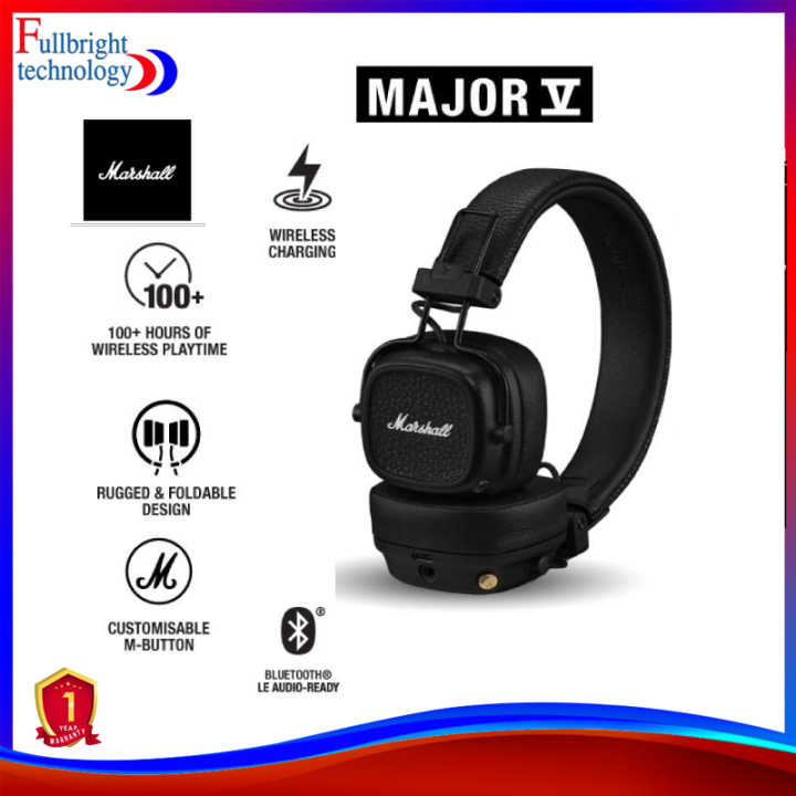 Marshall Major V Wireless On-Ear Headphones - Certified Refurbished (Black)