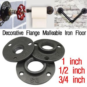 Black Iron Flange Pipe Floor Fitting Wall Mount 1/2 Inch Heavy Duty Industrial Shui Pipe Accessories