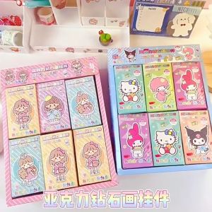Sanrio Diamond Paint Keychain 🔑 三丽鸥DIY钻石贴画挂件 Gantungan Kunci Kraf Tangan Hadiah Comel Kuromi Melody Art Craft Kids Gift