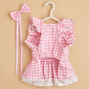 Baju Kucing Dress Bahan Katun Tambah Busur Terlucu Baju Anjing Kelinci Lucu Murah Size XS XL