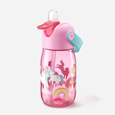 Zoku Kids Flip Straw Water Bottle (400ml/14oz) - suitable for children aged 3 years and older