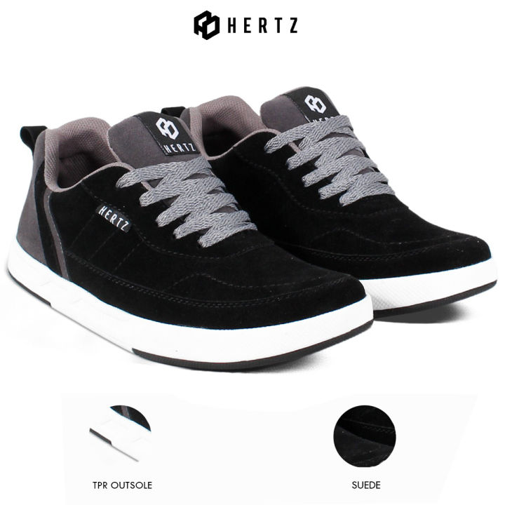 Sepatu Sneakers Pria H 3784 Brand Hertz Sepatu Kets Cowok Kekinian Harga Murah Berkualitas - Hitam Abu
