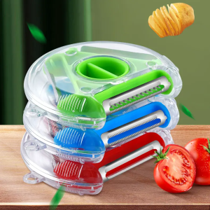 3 in 1 Kitchen Peeler Slicer Grater and Shredder. Rotary Multi-Purpose Stainless Steel