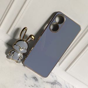 New Softcase Oppo A78 4G Case Luxury 6D Casing Plating Free Stand Holder Tarikan Kelinci