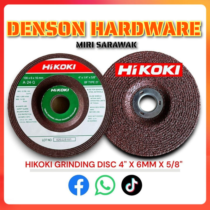 HIKOKI Grinding Disc 4" X 6MM X 5/8" For Angle Grinder Cutting / Grinding Metal