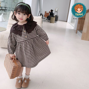 Đầm Váy Bé Gái ca rô cổ bèo