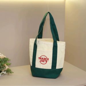 TRADER JOE’S CANVAS LARGE Mini Pocket Tote Bag Back To Back Pockets All Colors And Sizes 4PHL