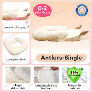Baby Pillow Anti-Spill Milk Pillow Adjustable Angle Portable Double Layer for 0 - 1Year Old Newborns Soft and Breathable