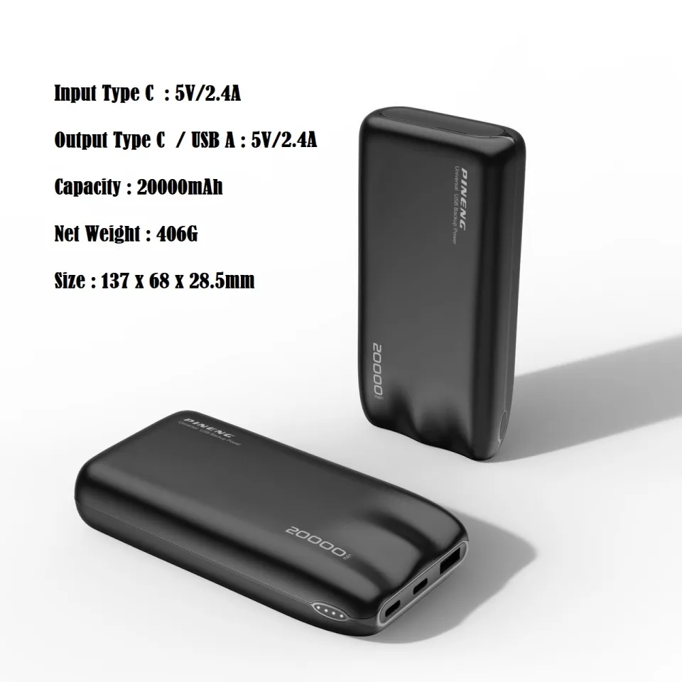 スマホアクセサリー PINENG Universal USB Backup Power PINENG Power Bank Pn-733 20000mAh Type C output 5v/2.4A Super Slim