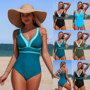 One Piece Swimsuits for Women 2026 Tummy Control Color Block Bathing Suit with Adjustable Strap Swimwear