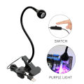 Uv Light Nail Dryer 3W Flexible Desk Lamp for Gel Curing Money Detector. 
