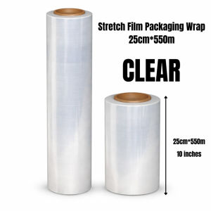 Stretch Film 20 Microns Industrial Grade Packaging Wrap Plastic Film (25cm x 550m 50cm x 550m)