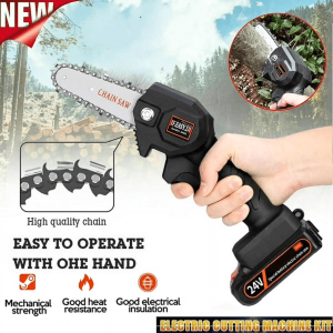 COD KNIFEZER Mesin Gergaji potong kayu rantai Cordless mini Chainsaw 21V 4 Inch 550W D260489