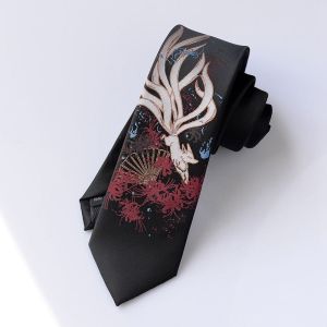 CRNGW Photograph Props Japanese Retro Jacquard Necktie Antiquity Prting Chinese style Costume Accessories Props Anime Neck Tie Men Ties Cosplay Tie JK Uniform Ties