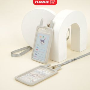 Flashee Tempat Kartu ID Card Holder Gantungan Kartu Motif Kuping Kelinci Lanyard Transparan