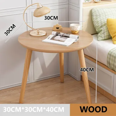 LALA Round Side Table Mini Living Room Small Wood Table Double Layered Bedside Coffee Sofa Side Table Nordic/Study Desk/Meja Solek/Bedroom 咖啡桌