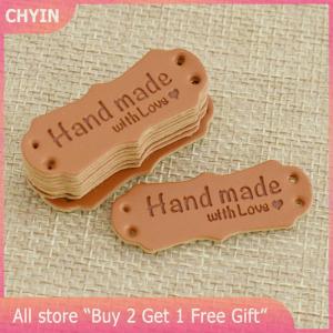 [COD] EHBqna 50Pcs PU Leather Tags Handmade With Love Labels Sewing Craft DIY Knittin Tags