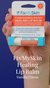 FixMySkin 1% Hydrocortisone ing Lip Balm Vanilla 0.15 oz    Dermatologist-Developed to Soothe Dry Cracked Skin & Lips Eczema Psoriasis Bug Bites Poison Ivy & Radiation Burns