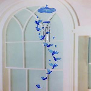 GAOSU Star Butterfly Wind Chime Dolphin Metal Tubes Garden Wind Chimes Home Decor Acrylic Flower Hanging Decor Garden