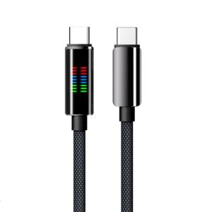 Zinc Alloy Shielded 240W PD Charging Cable Line Double USB C Port Intelligent LED Power Monitoring Braided Durability