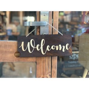 Bảng gỗ treo cửa Welcome 11 - khoaigo decor